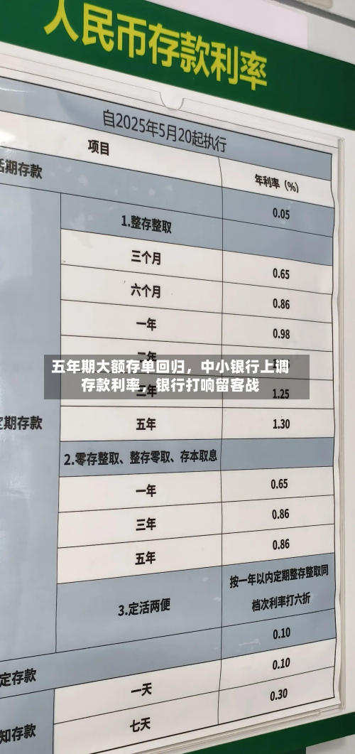 五年期大额存单回归，中小银行上调存款利率，银行打响留客战-第1张图片